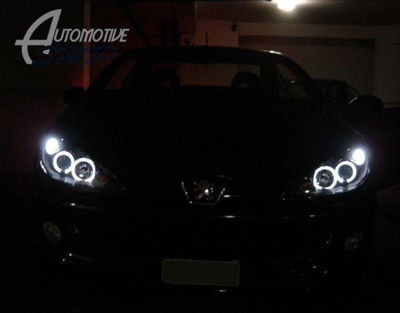 Farol Projector Angel Eyes Leds Peugeot 206 todos Cromo - o Par